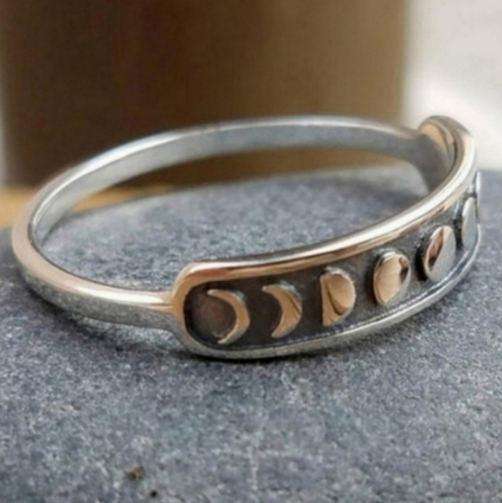 Silver Moon Eclipse Boho Ring - Picture 2 of 2